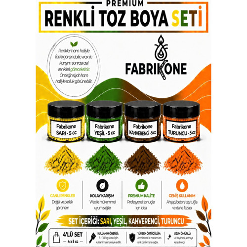 4'lü Set Premium Parafin Soya Wax Toz Mum Boyası Hobi Seti - 5 cc (Sarı, Yeşil, Kahverengi, Turuncu) BKFAB4SRYKHT5G