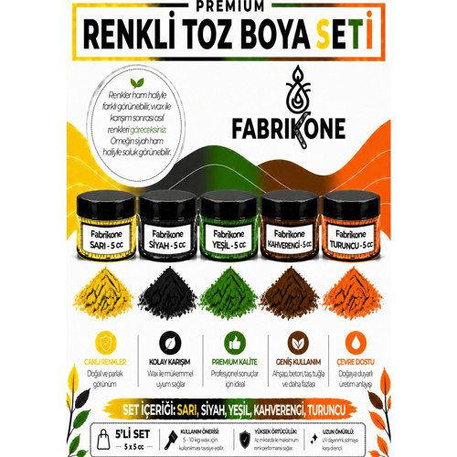 5'li Set Premium Parafin Soya Wax Toz Mum Boyası Hobi Seti - 5 cc (Sarı, Siyah, Yeşil, Kahverengi, Turuncu) BKFAB5SRSYKH