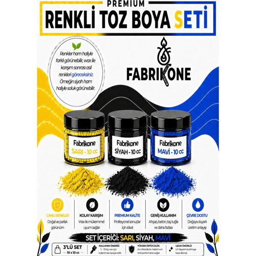 Toz Mum Boyası Seti 10 cc 3’lü – Soya & Parafin Wax Için – Sarı, Siyah, Mavi BKFAB3SRSM10G