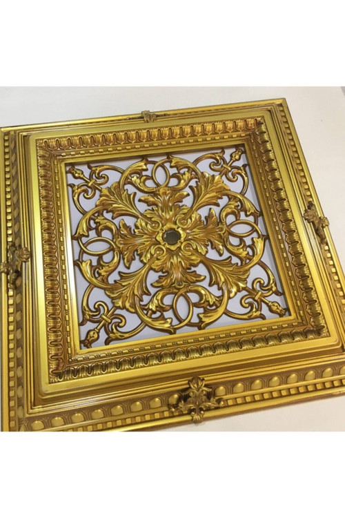 Saray Tavan Göbek Panel 72Cmx72Cm Kahve Eskitme Içerisine Led Döşenebilir Panel