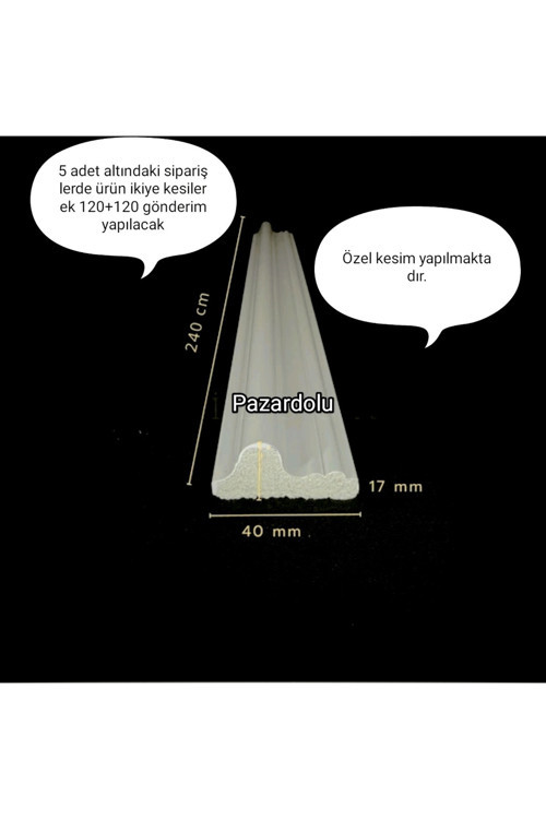 Boyanabilir Dekoratif Eğimli Duvar Çıtası 4 Cm 1 Adet (240 Cm)
