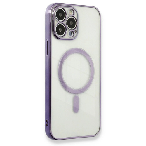 Apple İphone 13 Pro Max Kılıf Magneticsafe Lazer Silikon - Mor