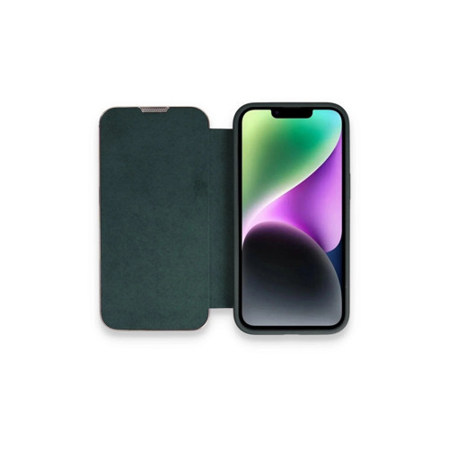 Apple İphone 14 Pro Max Kılıf Dolpin Kapaklı - Koyu Yeşil
