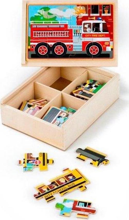 Araçlar Ahşap 12x4 Yapboz Seti