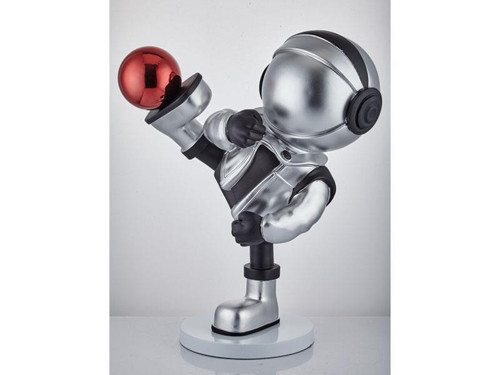 Astronaut Doing Karate Silver Büyük Dekoratif Obje 46x27x55 cm 1XSJ-9828