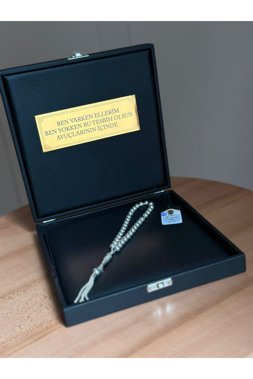 Gümüş Tesbih Küre 925 Ayar Gümüş Özel Yazılı Erkek Hediye Sertifikalı Kişiye Özel İsim 8 X 7 Mm