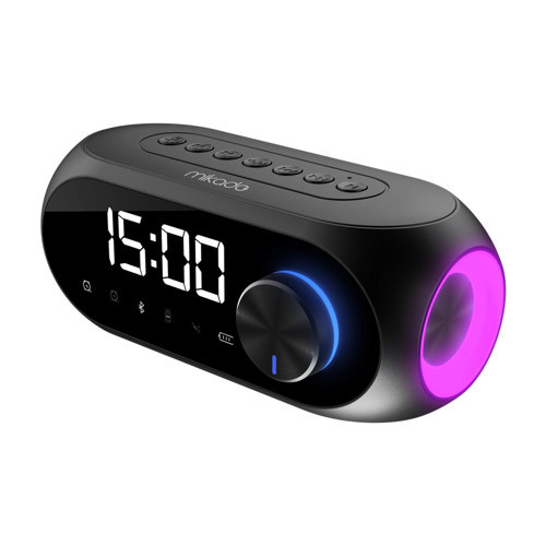 MIKADO MD-W7 Siyah 5W FM Radyo USB AUX Bluetooth Kablosuz Taşınabilir 1200mAh Batarya Alarmlı Saat D