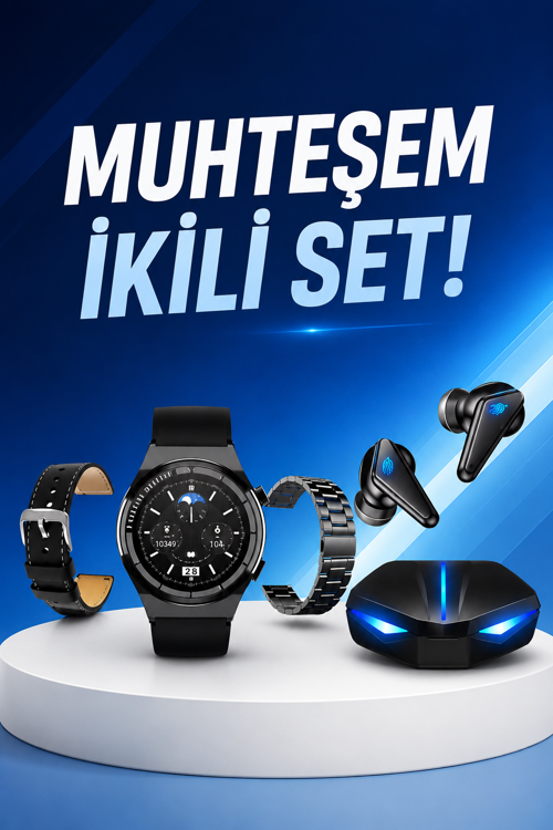 tekno Kablosuz Bluetooth Bağlantılı Kulaklık ve Dokunmatik Ekran Akıllı Saat Arama Cevaplama 2
