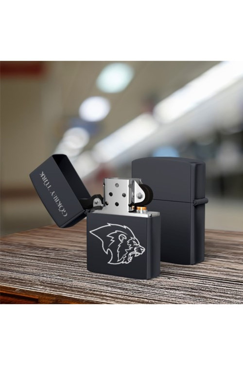 Isimli Aslan Desenli Benzinli Metal Çakmak