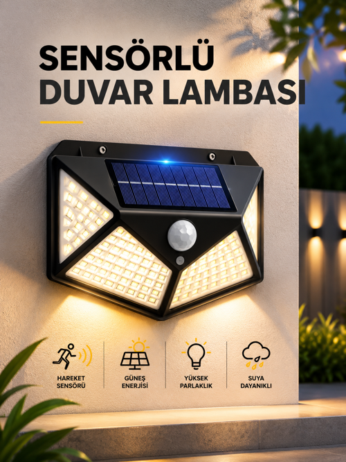 tekno SENSÖRLÜ GÜNEŞ ENERJİLİ DUVAR LAMBASI 2026
