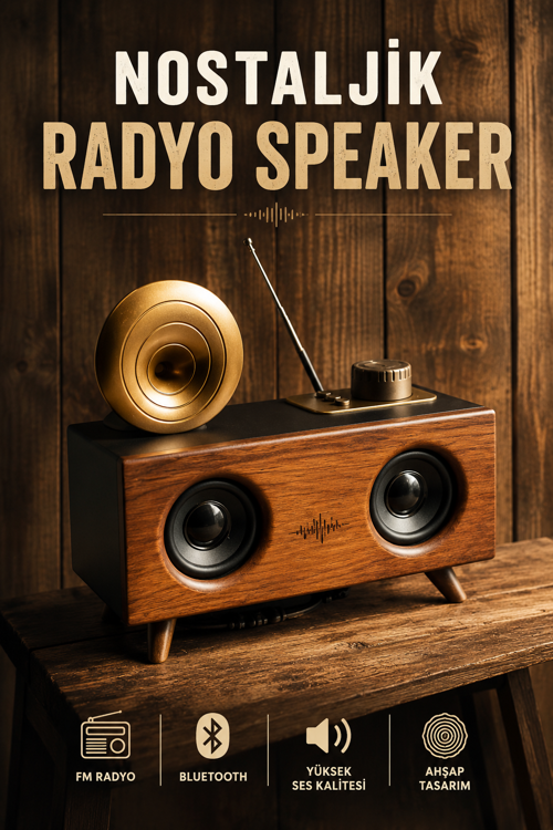 tekno Nostaljik Görünümlü Bluetooth Bağlantılı Speaker 2026