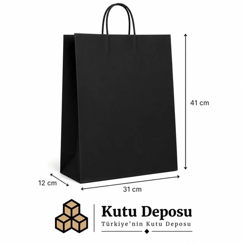 31x41x12 cm Kraft Siyah Poşet (25 ADET)