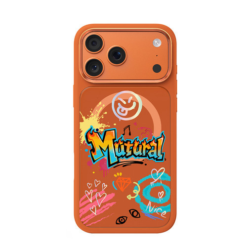 İphone 17 Pro Max Kılıf M-Safe Uyumlu 3D Baskılı Tasarım Graffiti Serisi Kapak Turuncu