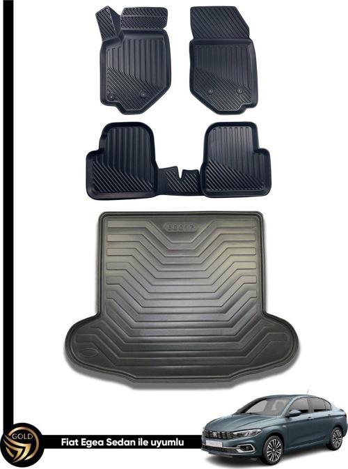 Fiat Egea 3D Havuzlu Paspas Sedan + Bagaj Havuzu İkili Set