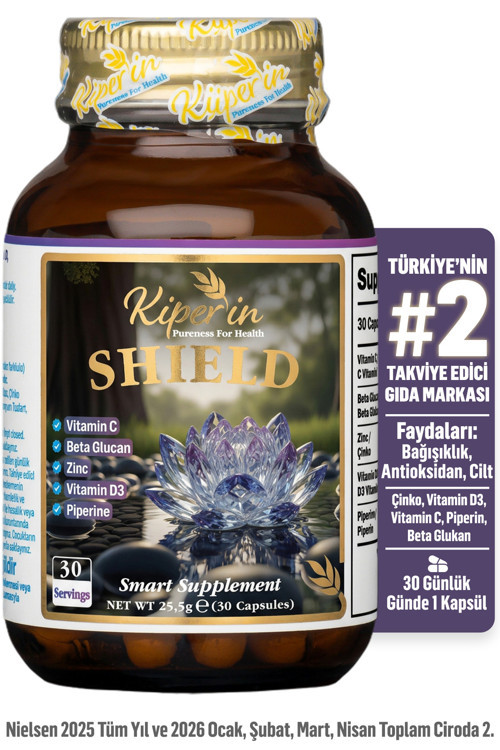 Shield | Güçlü Bağışıklık Desteği | Lipozomal C Vitamini, Beta Glukan, D Vitamini, Çinko | 30 Kapsül