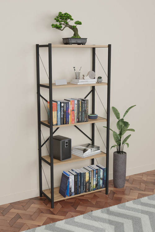 Kitaplık 5 Raflı Ev Dosya Kitap Rafı Çam