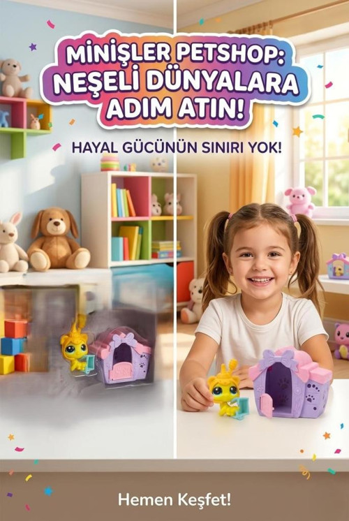 Pet Shop Minişler Bal Arısı Kostümlü Miniş Figür ve Kulübe Oyun Seti Seri 3 Işıklı Paket Oyuncak