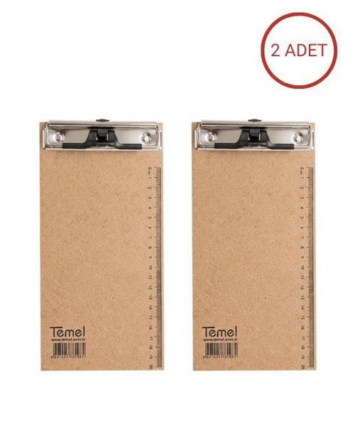 1/3 A4 Ahşap Sekreterlik Metal Klipsli Kalem Tutma Aparatlı 2li Set