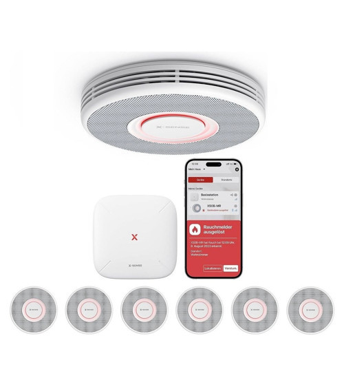 XS0B-MR ikazlı Duman Dedektörü SBS50 Baz İstasyonlu,Kablosuz, Yangın Alarm Wi Fi li( SET: 6+1)
