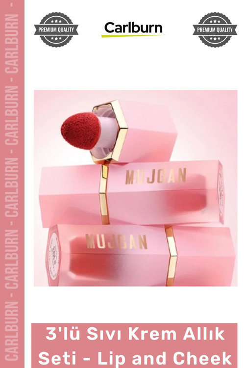 #MakyajSeti Premium Sıvı Krem Allık Dudak Yanak Lip and Cheek Suya Dayanıklı Makyaj 3'lü Set