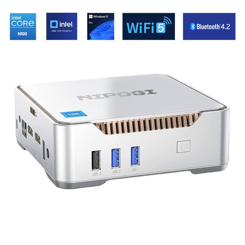NiPoGi GK3 PLUS SmartWorks N100 Intel Alder Lake 12.Nesil 16GB DDR4 1TB NVMe WiFi5 BT4.2 W11 Mini PC