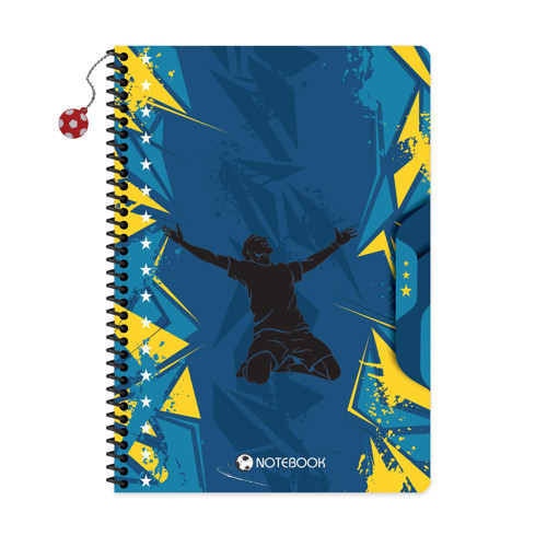 Keskin A4 Kareli Karton Kapak Charmlı Futbol Defter - Mavi