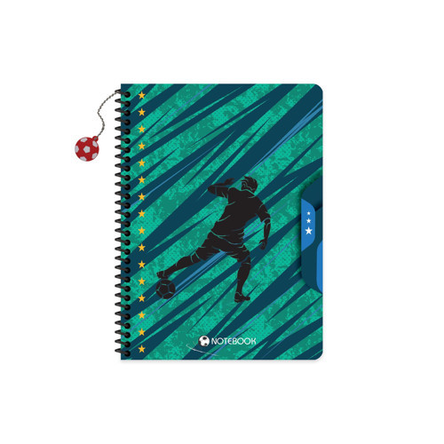 Keskin 16,5 x 22,5 Çizgili Karton Kapak Charmlı Futbol Defter - Yeşil