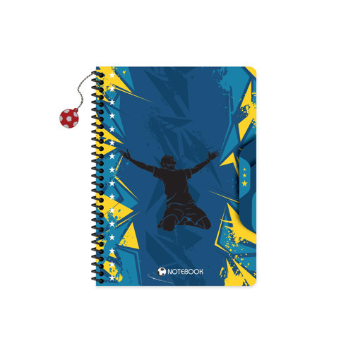 Keskin 16,5 x 22,5 Çizgili Karton Kapak Charmlı Futbol Defter - Mavi