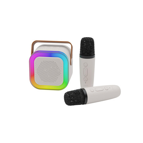 FS89 Kablosuz RGB Led Aydınlatmalı Bluetooth 5.4 2 Mikrofonlu Karaoke Set Beyaz