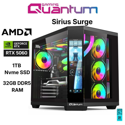 Sirius Surge Ryzen 5 7500F 32GB DDR5 1TB NVMe RTX5060 8GB Masaüstü Oyun Bilgisayarı