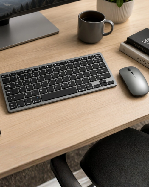Şarjlı Kablosuz Klavye Mouse Seti Kompakt Taşınabilir Tasarım
