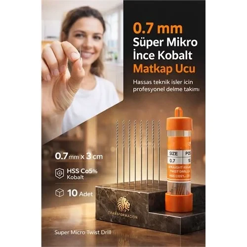 0.7Mm Süper Mikro İnce Hss Kobalt Mikro Matkap Ucu Seti (10'Lu) 723193