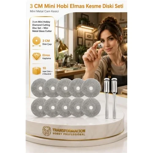 10 Adet 30 Mm Elmas Kesici Disk Seti, Mini Cam Metal Ahşap Kesme Ucu Model 3
