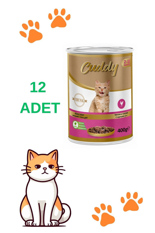 Parça Etli Jelly Tavuklu Yavru Kedi Konserve Maması 400 Gr