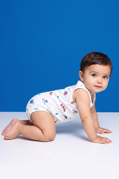 %100 Pamuk Çıtçıtlı Bebek Yelken Atlet Body