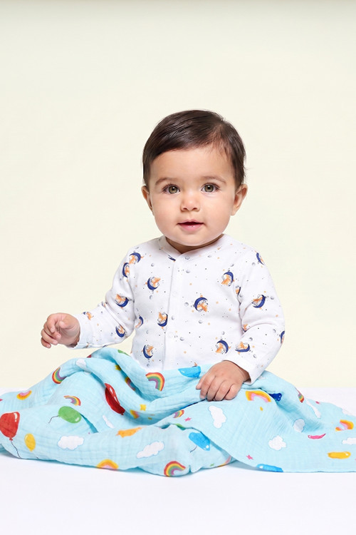 %100 Pamuk Çıtçıtlı Tilki Bebek Tulum