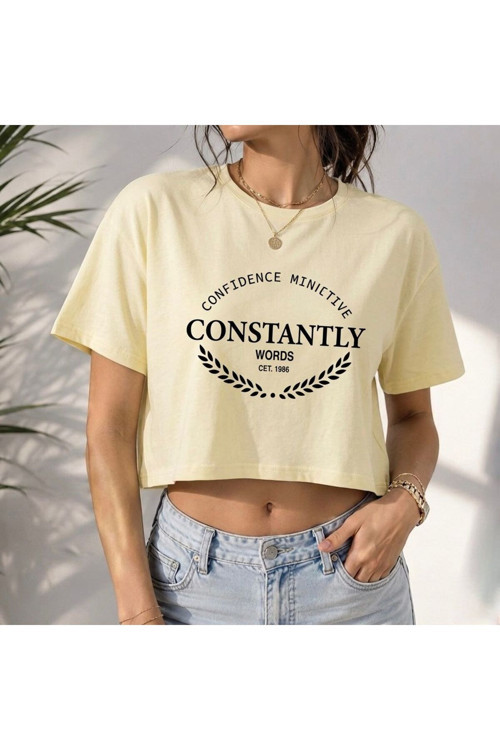 Kadın Kısa Oversize Baskılı T-Shirt