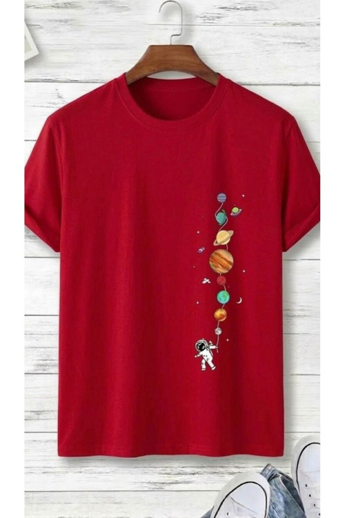 Oversıze Unısex Uzay Baskılı Tshirt