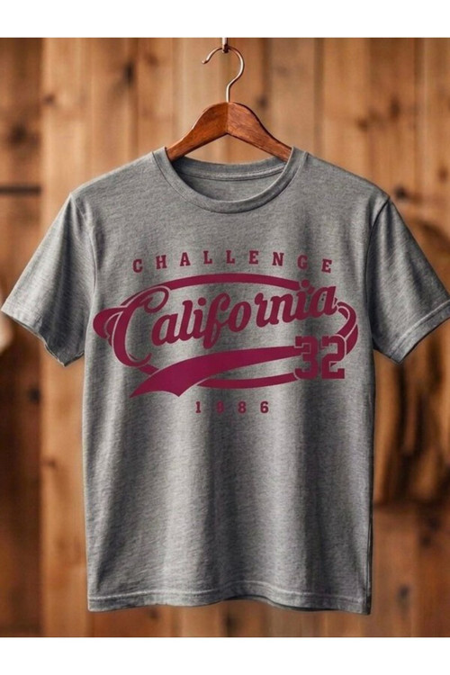 Unisex Calıfornıa Baskılı Oversize Kompak T-Shirt