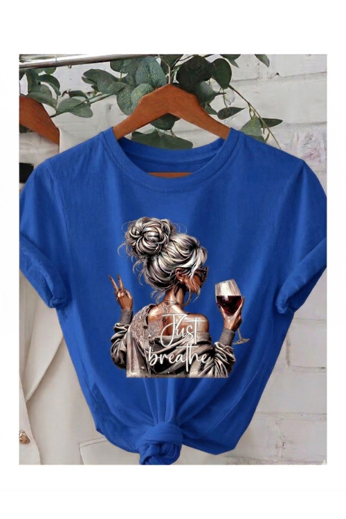 Just Breathe Serisi Baskılı Kompackt T-Shirt