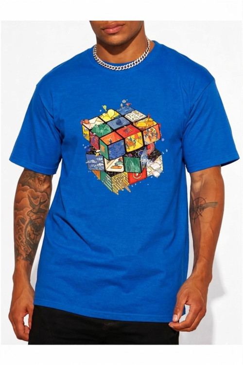 Kübik İllüstrasyon Tasarım Baskılı Kompact T-Shirt