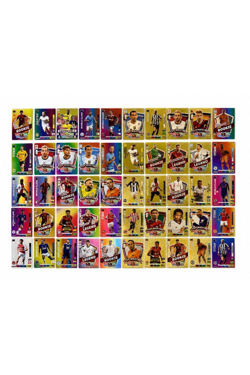 Futbolcu Oyun Karti 25 Adet GOLD + 25 GÖKKUŞAĞI Series Pocket Esnek Kırılmaz Parlak Kart +ALBÜM