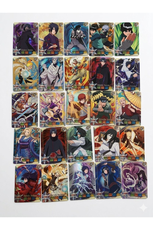 Anime Naruto Oyun Karti 25 Adet Esnek Kırılmaz Parlak Kart