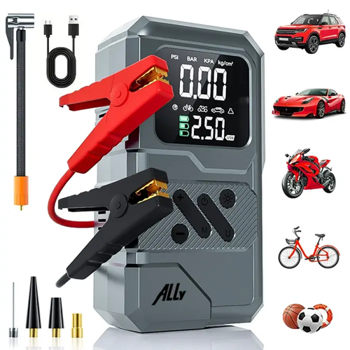 Ally ST-9654 Taşınabilir Lastik Şişirici ve Marş Akü Takviye Seti – 150 PSI Hava Pompası ve Acil Durum Kiti
