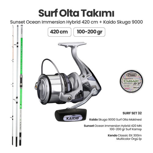 Ocean Immersion Hybrid 420 MN Surf Kamışı - Kaido Skuga 9000 Surf Set 32