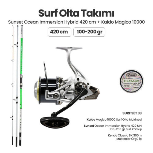 Ocean Immersion Hybrid 420 MN Surf Kamışı - Kaido Magico 10000 Surf Set 33