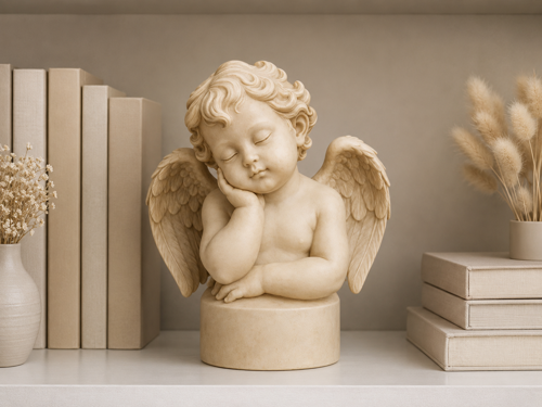 15 CM Uyuyan Melek Figürü Dekoratif Biblo – Masaüstü Raf ve Kitaplık Dekoru – Dekorasyon Objesi –