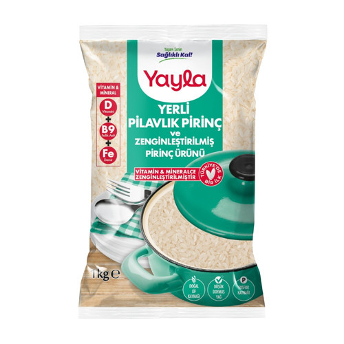 Yerli Pilavlık Pirinç ve Zenginleştirilmiş Pirinç Ürünü (D+B9+Fe) 1 kg