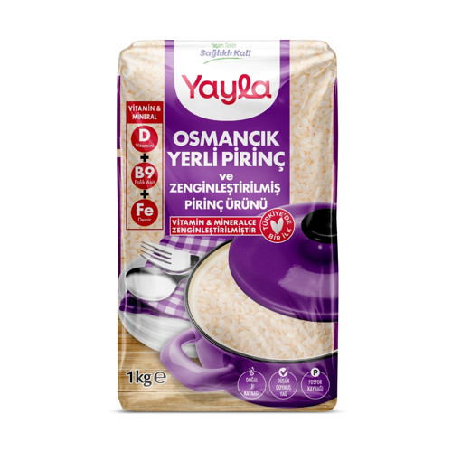 Osmancık Yerli Pirinç ve Zenginleştirilmiş Pirinç Ürünü (D+B9+Fe) 1 kg