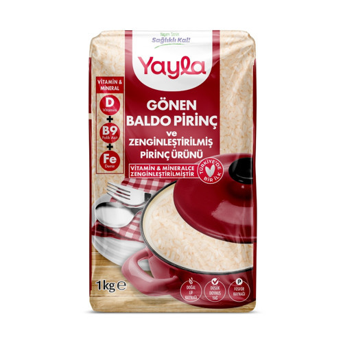 Gönen Baldo Pirinç ve Zenginleştirilmiş Pirinç Ürünü (D+B9+Fe) 1 kg